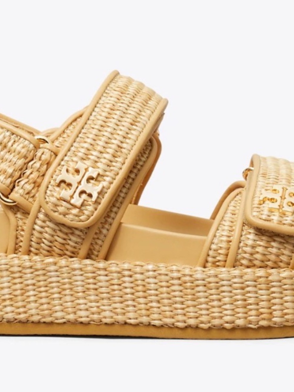 Woven Platform Sandal in Natural Tan tory burch